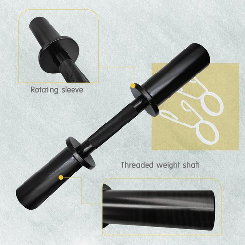 16" Olympic Dumbbell Handles Black, Loadable Dumbbells Bar Sets (150LBS Weight Capacity), Compatible with 2’’ Standard Plates, 2 Pair of Spring Collars Included