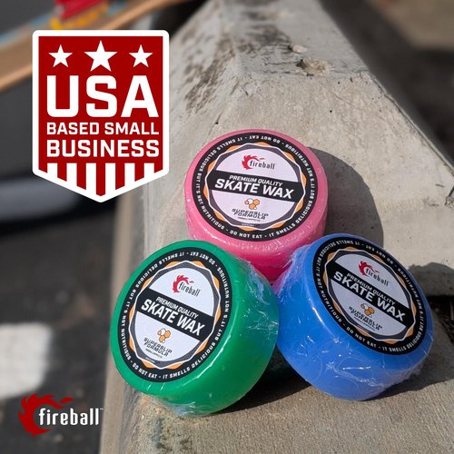 Fireball SuperSlip Pro Skateboard Wax for Rails - USA Made Skate Curb Wax for Scooters Aggressive Inline and Skateboards - Custom Formula Professional Skate Wax (Blue)