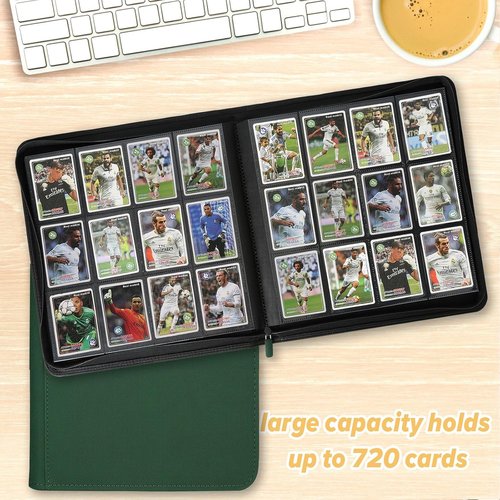 GERMUN Trading Card Binder - 12 Pocket Premium Card Holder for 720 Cards | Dark Green Double-Sided Album