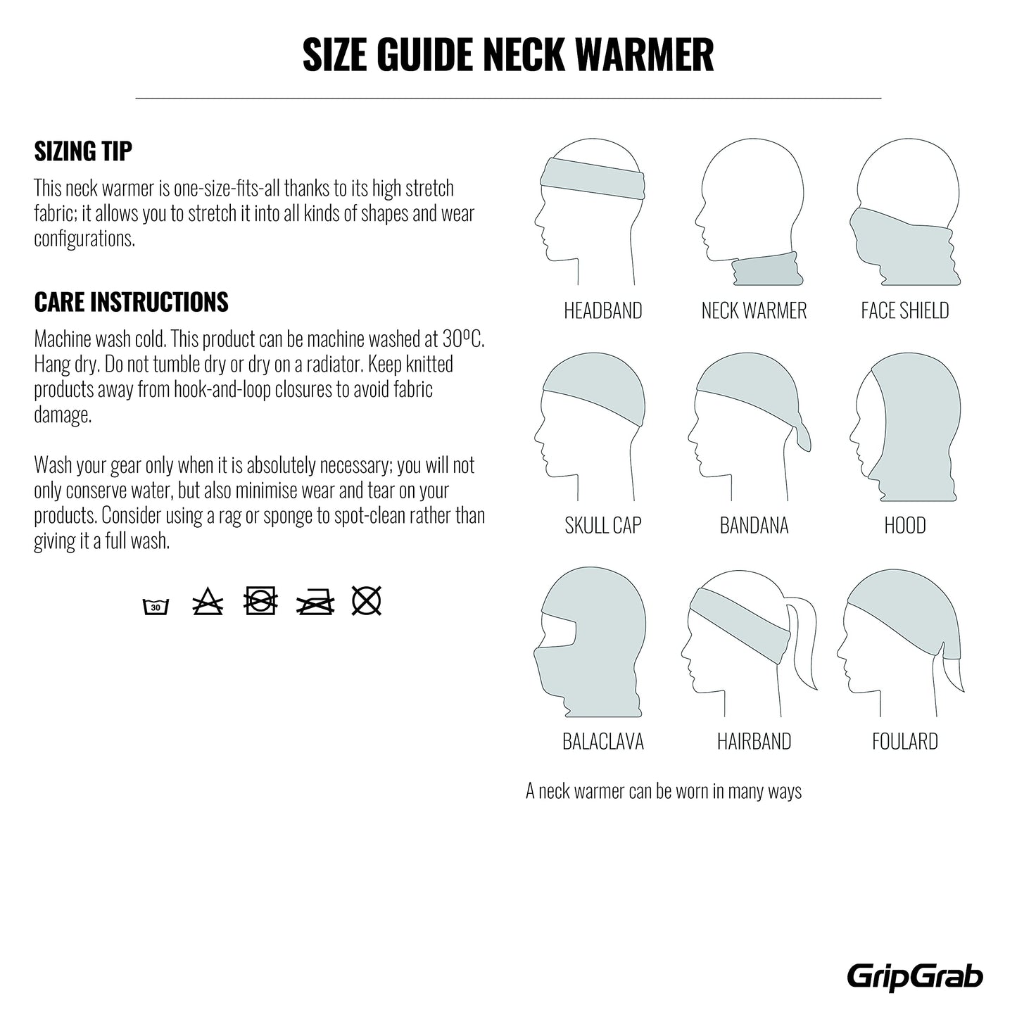 GripGrab Multifunctional Thermal Winter Fleece Neck Warmer Polar Fleece Neck Gaiter Cycling Outdoor Neck Scarf Biking