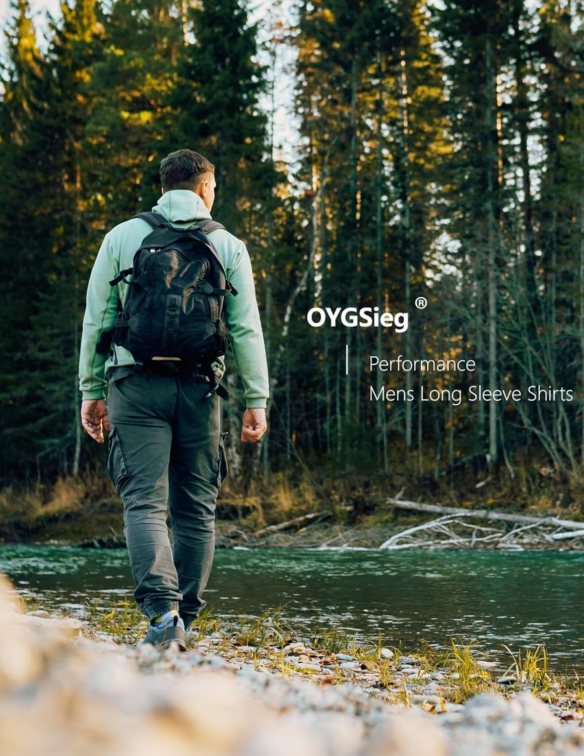 OYGSieg Men's Athletic Hoodies - Long Sleeve Fishing Shirt with UPF 50+ UV Sun Protection | Lightweight & Comfortable