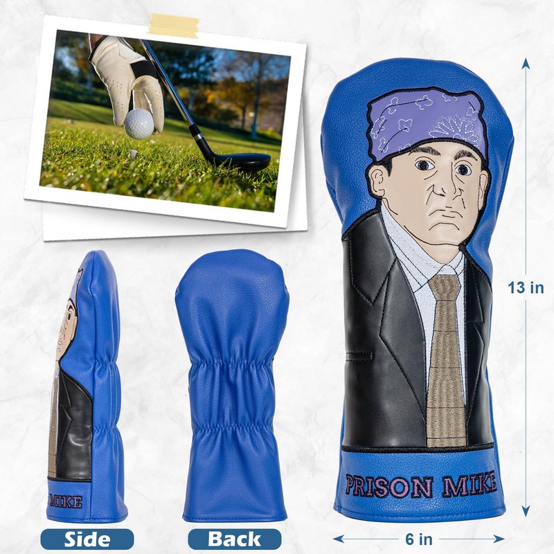 The Office Golf Head Covers, Office Merchandise Golf Club Driver Headcovers, Embroidery Leather Design, Prison Mike Inspired Gifts for Men, Father, Dad, Boyfriend