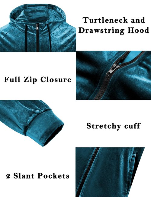 LecGee Men's Autumn Winter Leisure Sports Suit Full Zip Long Sleeve Coat and Running Pant 2 Piece Set(Peacock Blue,X-Large)