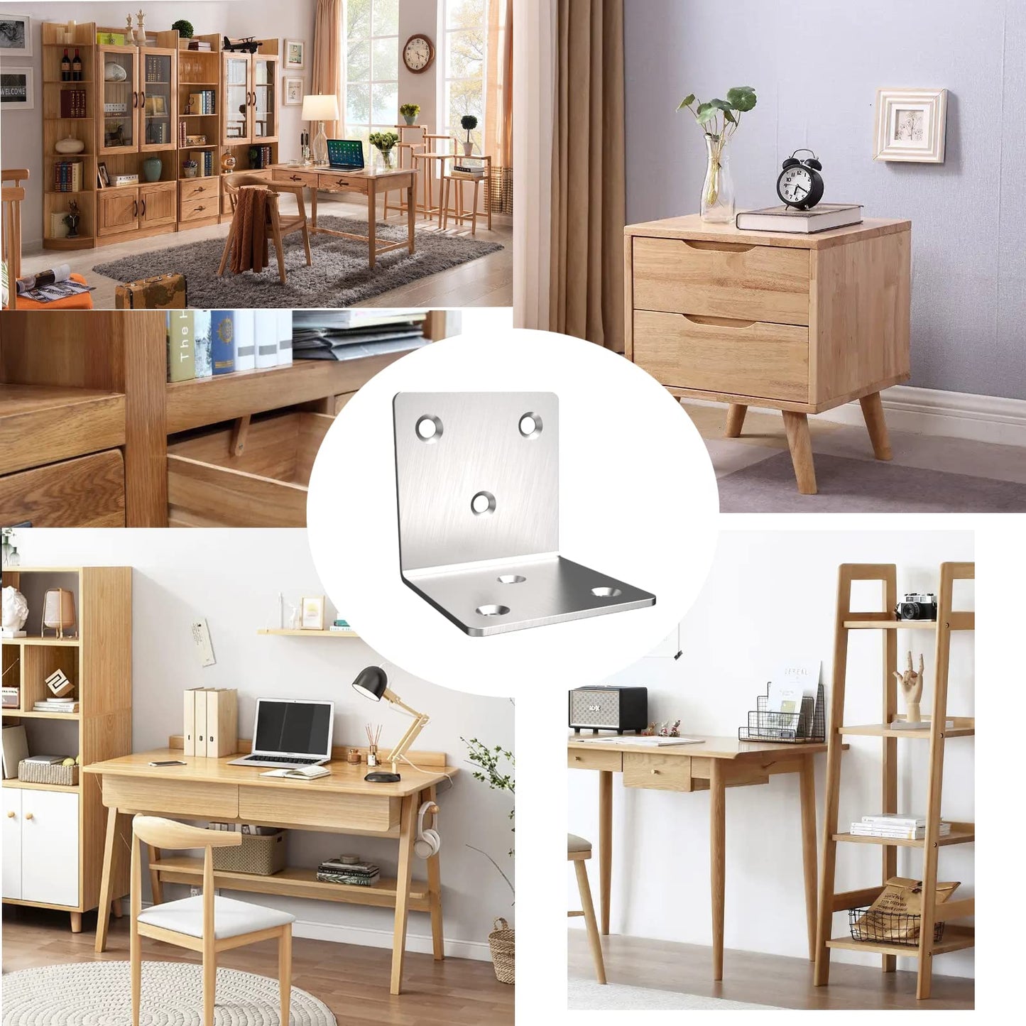 Silver Stainless Steel Corner Bracket,Joint Right Angle Bracket,L Shape Heavy Duty Metal Corner Brace Shelf Supporter for Wood Aufuga (10, 2x2x2)