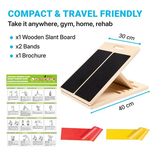 Uwaomah Slant Board for Calf Stretching – Adjustable Wooden Calf Stretch Board, Calf Stretcher & Squat Wedge