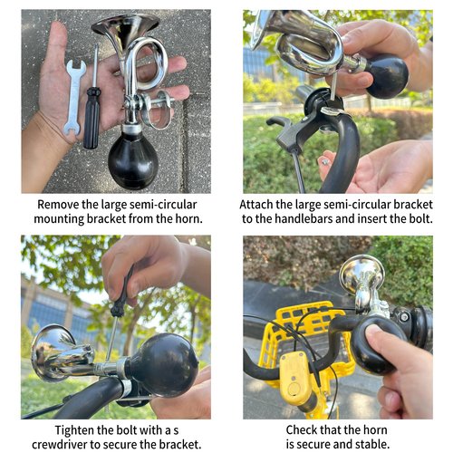 WHTCHSU Bike Horn for Adults Classic Horn Metal Squeeze Clown Horn, Fits All Bicycle Handle Bar, Loud Sounds（Pink Snail Horn 7-Inch）