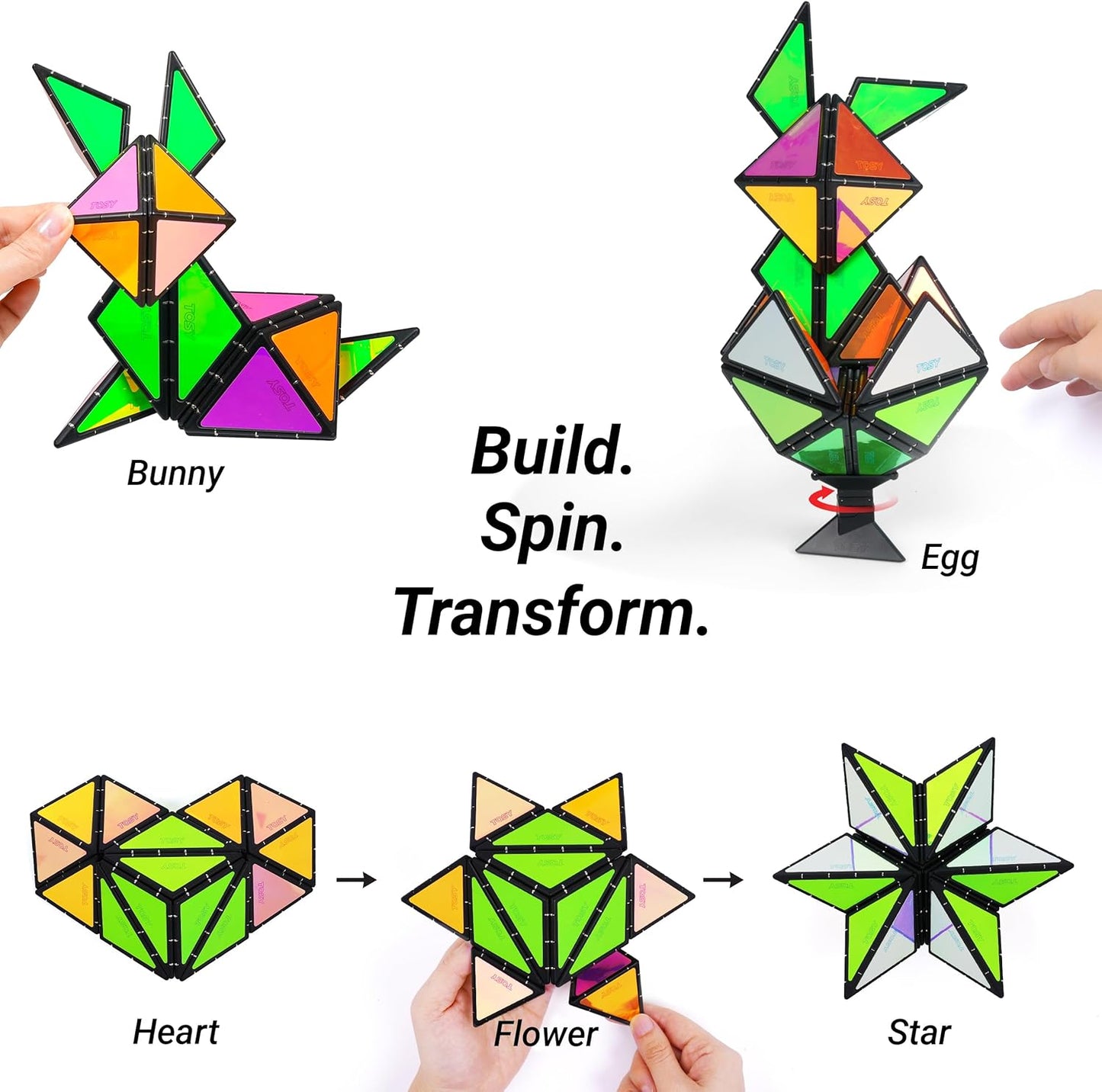 TOSY Magnet Pyramid Fidget Cube - Transforms into 1 Billion Shapes | 243 Rare Earth Magnets, Glowing Design