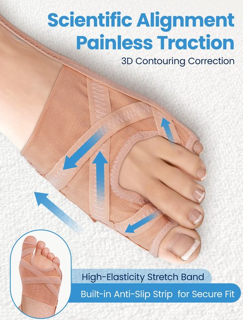 Habioer Bunion Corrector for Women & Men, Breathable Toe Straightener for The Thumb and Little Toe, Comfortable & Adjustable for Day/Night Use, Bunion Relief Splint(1 Pair)