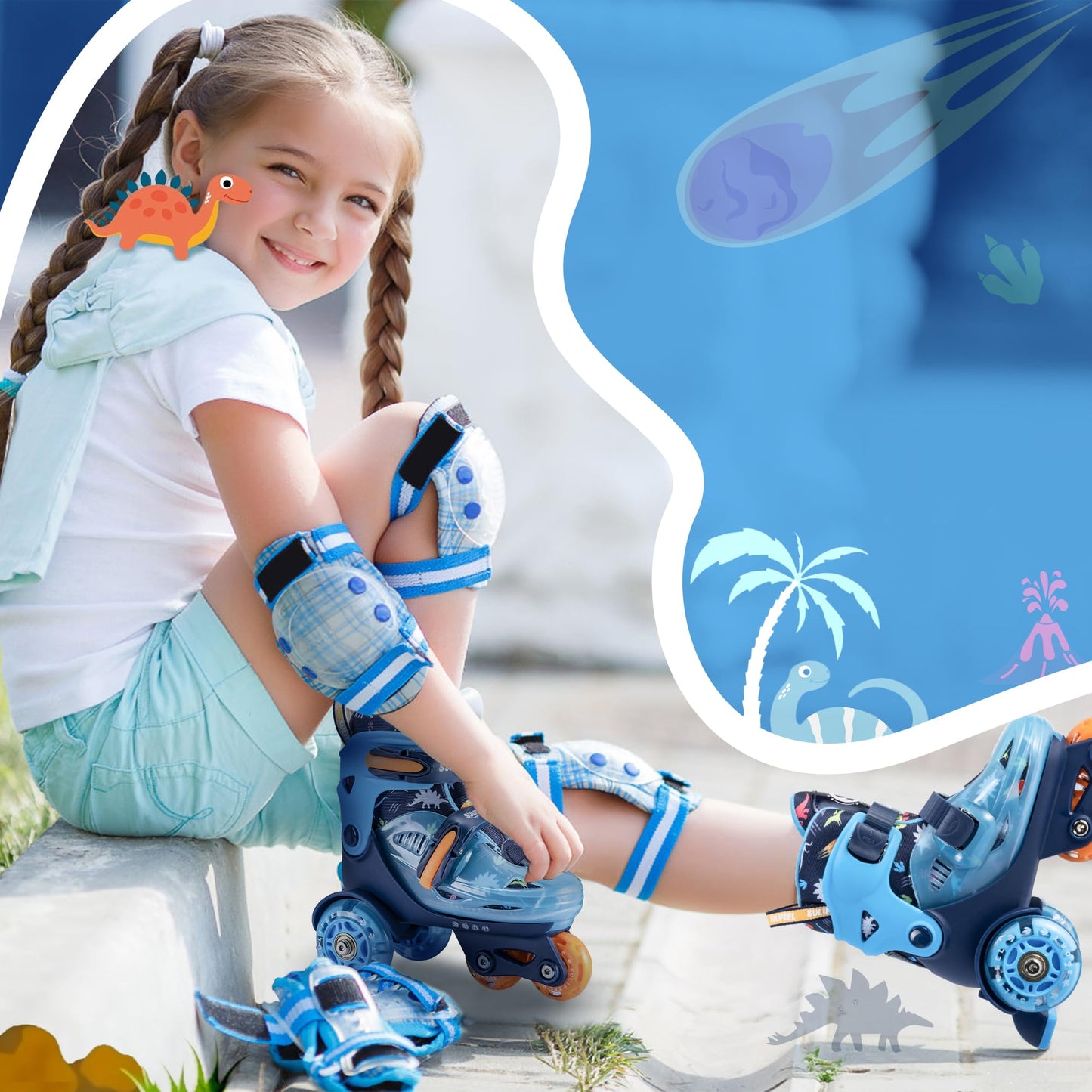 SULIFEEL Adjustable Toddler Roller Skates for Girls Boys Kids,Fun Illuminating Light Up Flash Wheels Three-Point Type Balance Suitable for Beginners Indoor and Outdoor Roller Skating