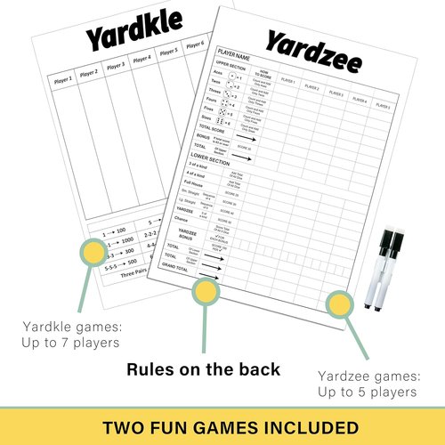 Giant Wooden Yard Dice - Outdoor Game Set of 6 with Two Fun Games for Family Gatherings