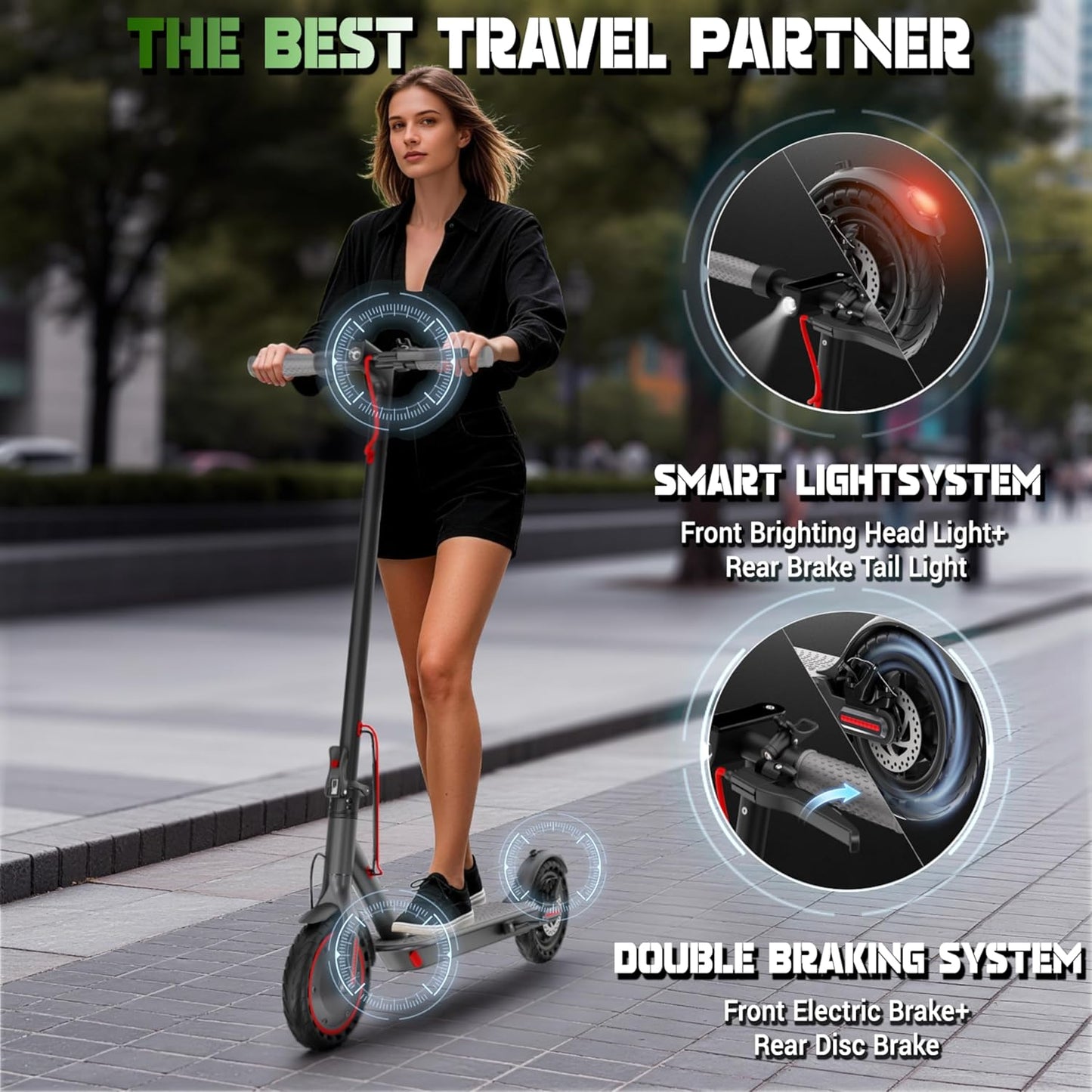 Roinside Electric Scooter - High-Speed Commuting Scooter with Solid Tires & Long Range | 350W/500W Motor, Up to 24 Miles