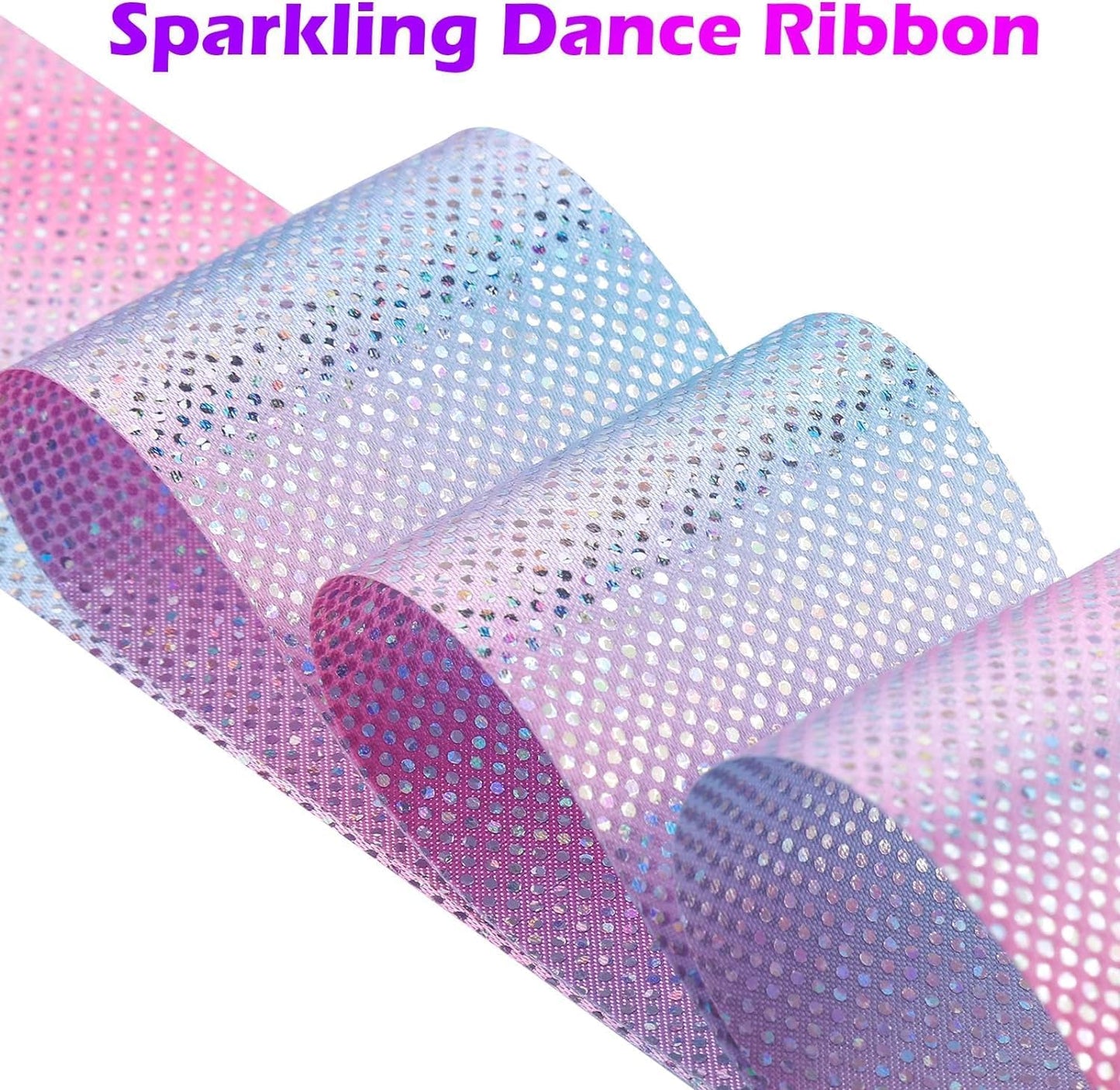 Skiennix Sparkly Dance Ribbons - 6.6 Ft Twirl Streamers for Kids' Ballet & Gymnastics Parties