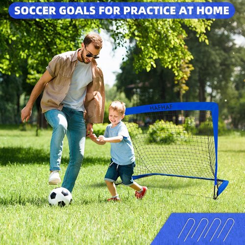 HAFHAF Portable Soccer Goals - 4x3 ft Pop-Up Net Set with Ball, Ladder & Cones for Kids' Outdoor Fun