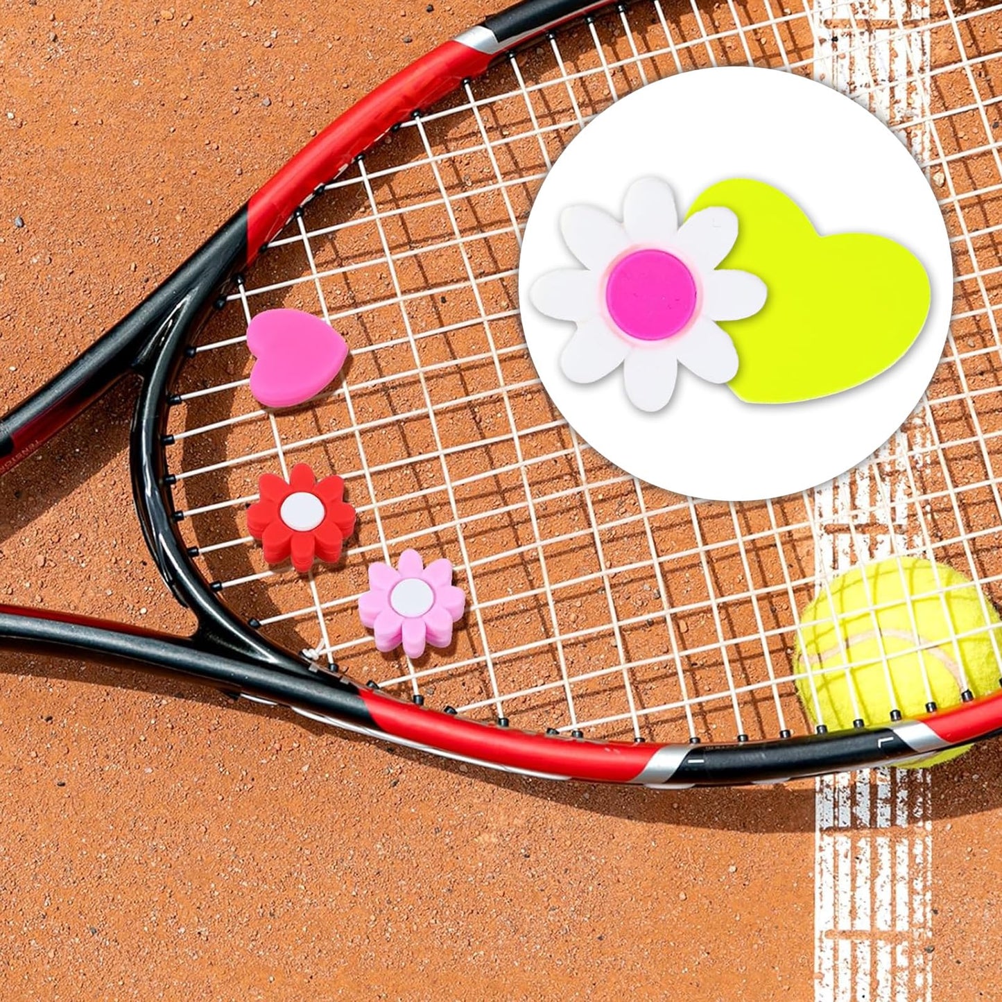 LINYUEARUI Tennis Dampener, Flower Shaped Shock Absorber for Vibration & Noise Reduction, 10-Pack Soft Silicone Vibration Dampeners for Better Feel and Control, Pro Tennis Gear Accessories