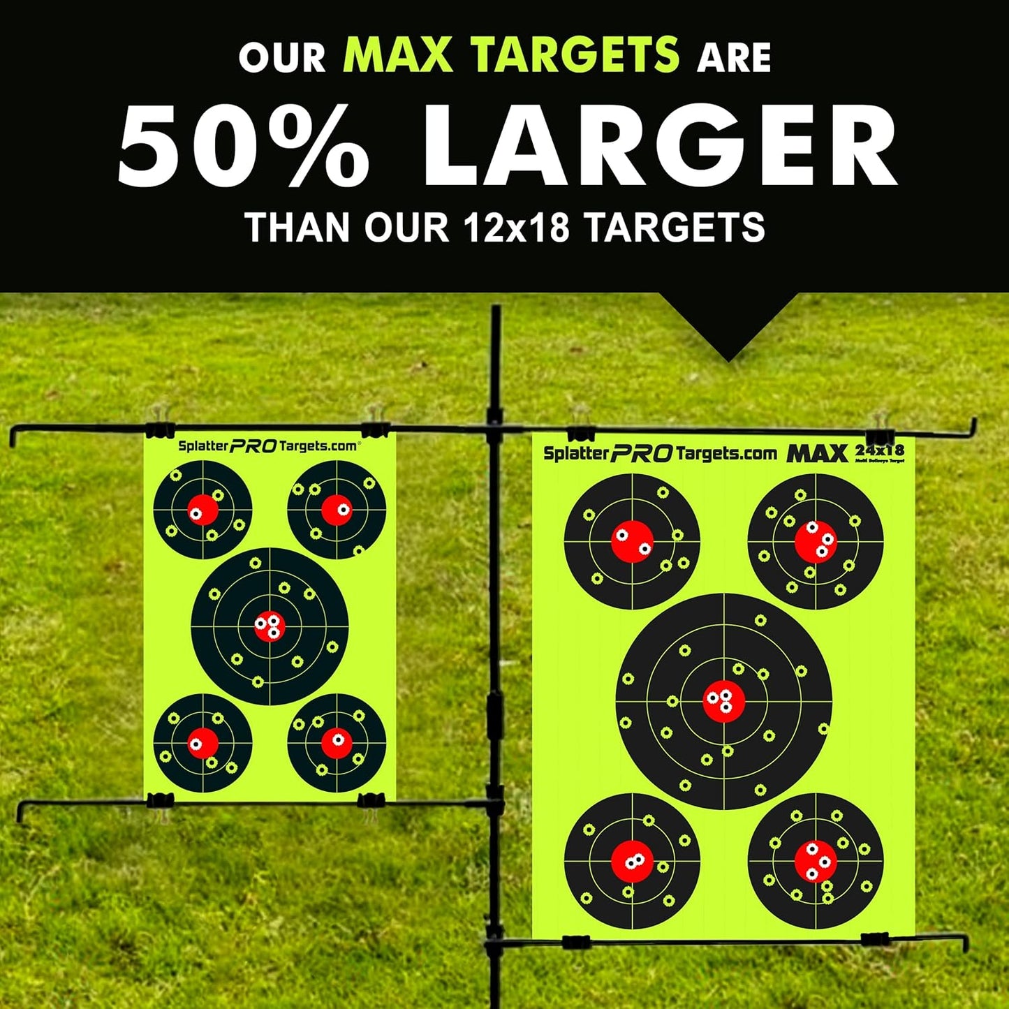 Splatter Targets - 18x24 Extra Large with Bright Fluorescent Yellow & White for Easy Shot Visibility