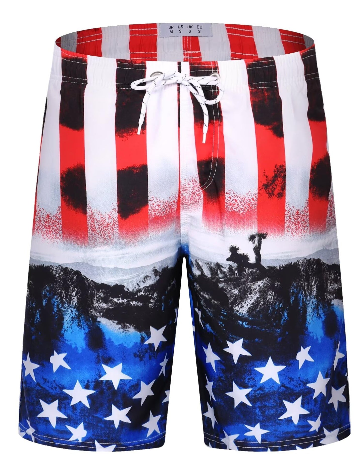 ELETOP Men's Swim Trunks Quick Dry Bathing Suit Swimming Board Shorts Mesh Lining Beach Swimwear American Flag XL
