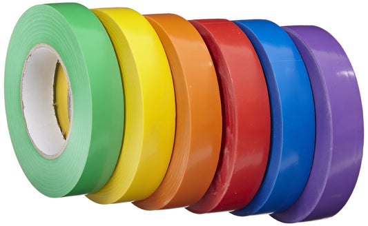 School Specialty Vinyl Gym Tape School Pack - 1 inch x 60 Yards - Set of 6 - Assorted Colors