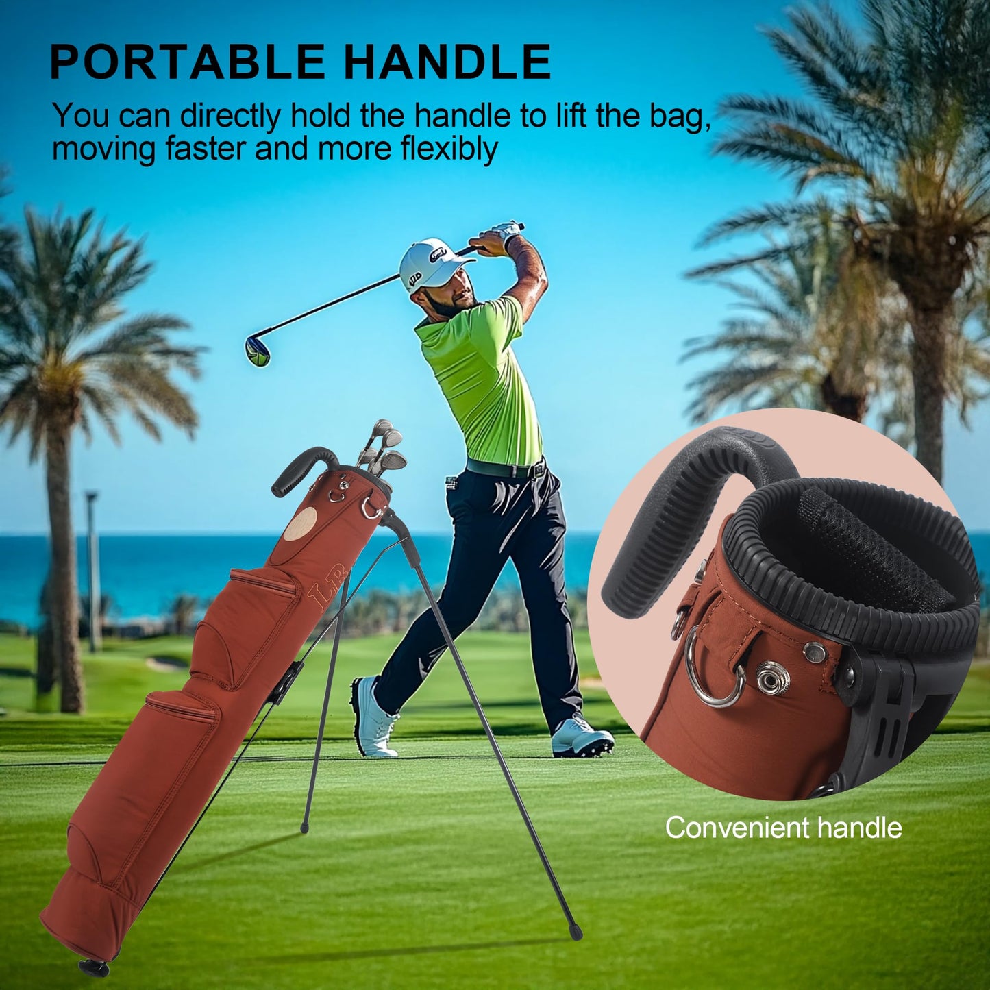 Lightweight Golf Stand Bag, Easy to Carry Small Golf Bag with 2-Way Full-Length Dividers and Pockets, for The Driving Range, Par 3 and Executive Courses