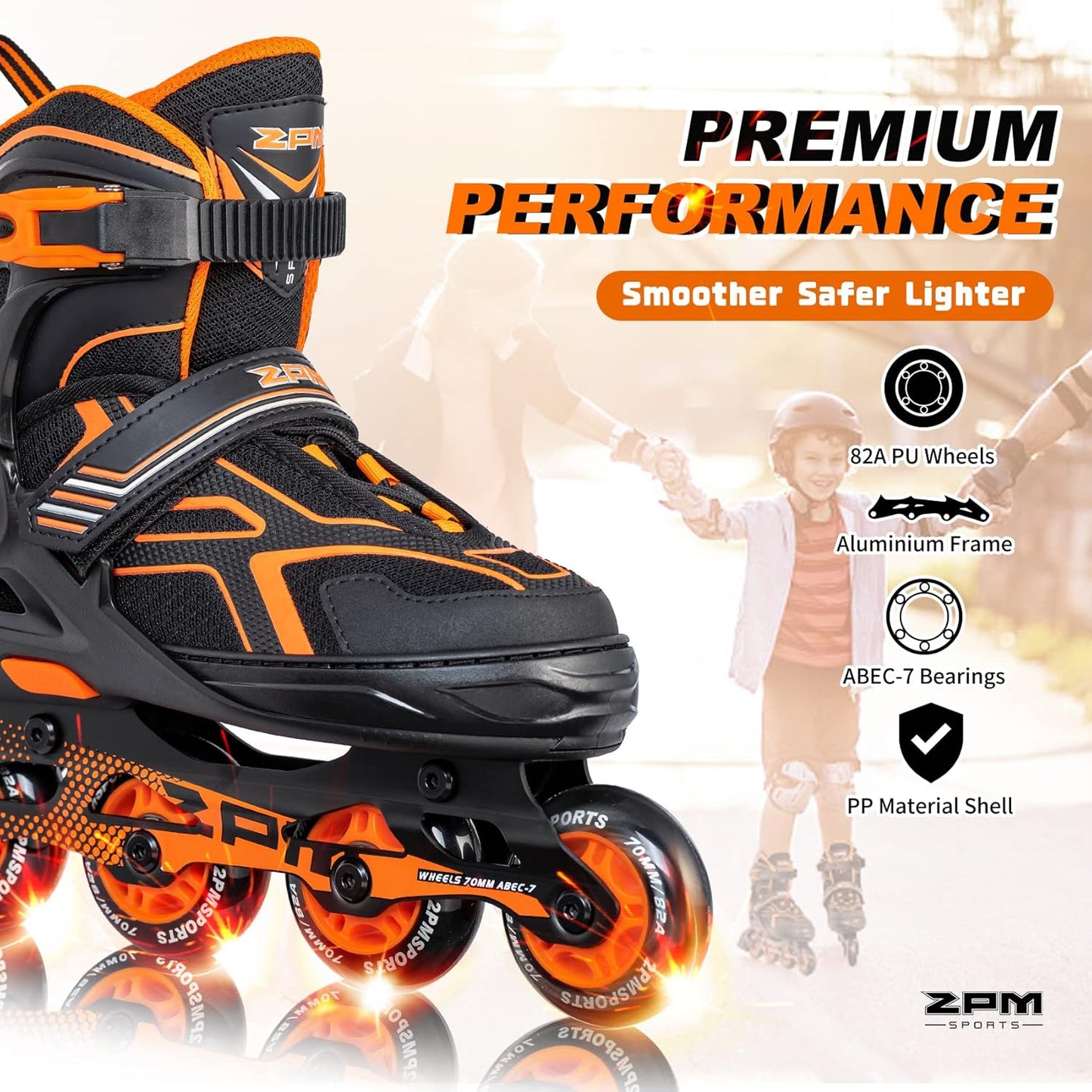 2PM SPORTS Torinx Green Inline Skates - Adjustable Beginner Roller Skates for Kids & Youth