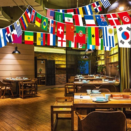 100 Countries String Flag Banner Set - 82Ft Durable Mini Polyester Flags for Party & Event Decor