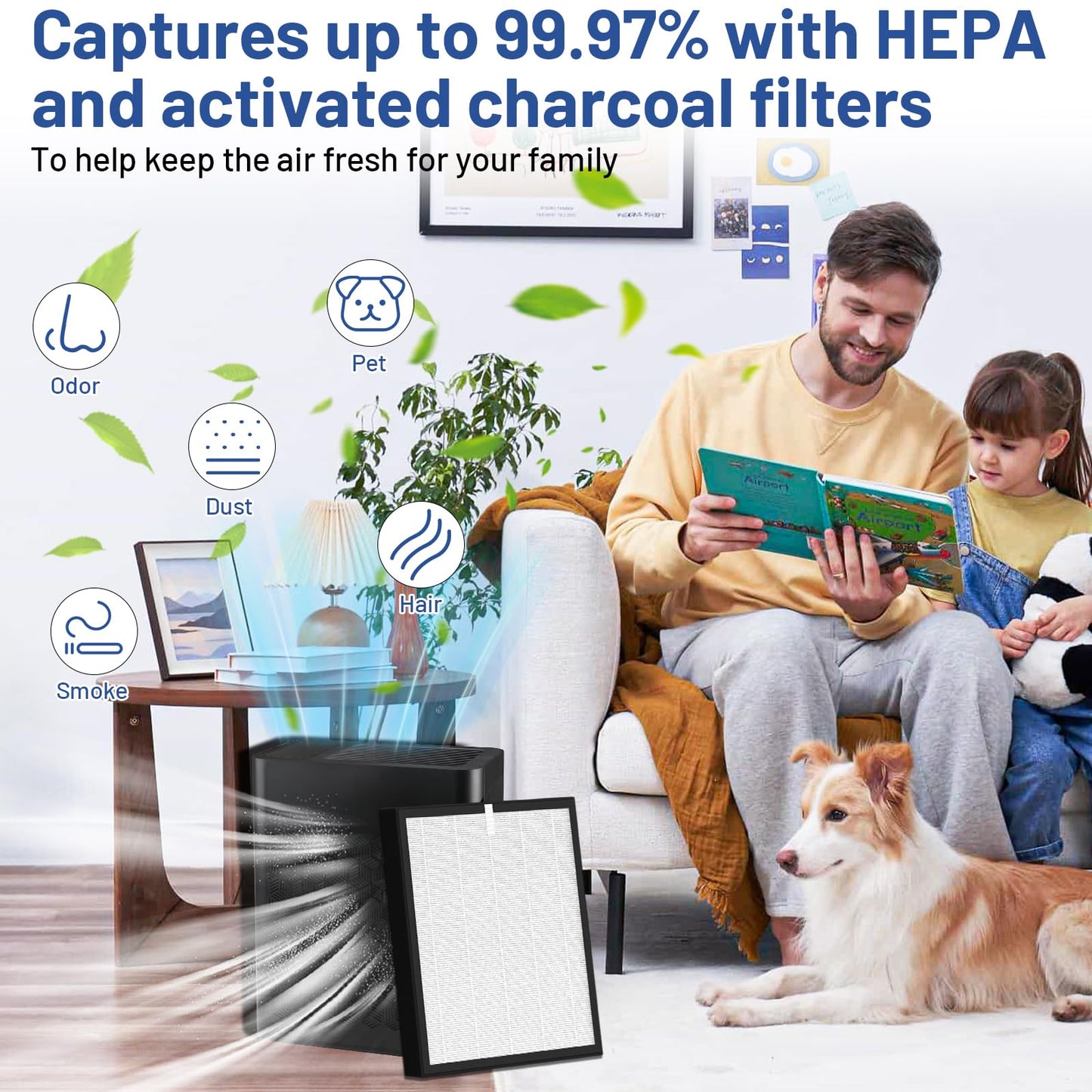 LemonQueen TZ-K2 Replacement Filter Compatible with ToLife Air Puri-Fier Filter TZ-K2-A, 3-in-1 H13 HEPA with Activated Carbon and Pre-Filter, 2 Pack