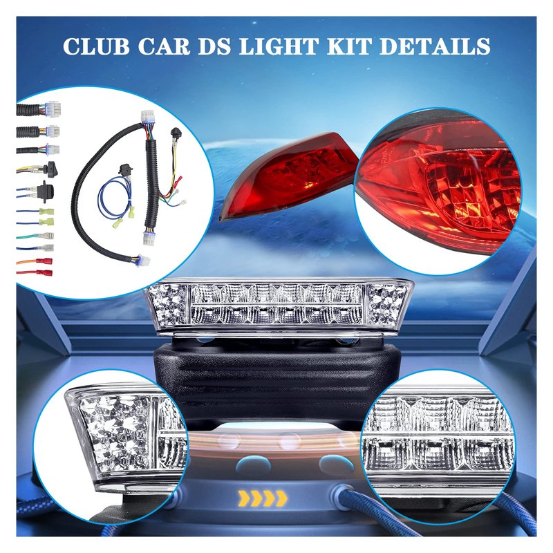 Club Car Precedent LED Light Kit with Head & Tail Lights - Fit for 2004-Up Golf Carts