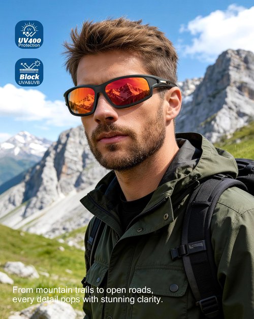 KALIYADI Polarized Sunglasses-Men Sports Sun-Glasses: Mens Sunglasses UV400 Protection for Running Fishing Golf