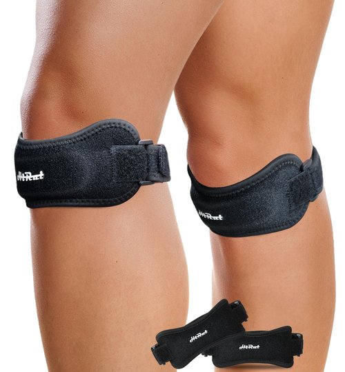 HiRui 2 Pack Patella Tendon Knee Straps - Knee Pain Relief & Patella Stabilizer Brace Support for Jumpers Knee, Running, Hiking, Basketball, Tennis, Soccer, MTB, Squats, Tendonitis, Arthritis (Black)