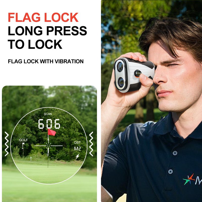 VISIOGEAR Golf Rangefinder with Slope, 1200 Yards Laser Range Finder for Golfer, 7X Magnification Range Finder Rechargeable Golf Accessories for Men, Flag Pole Locking Vibration, White & Black