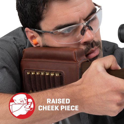 Allen Company Westcliff Leather Buttstock Cartridge Carrier with Cheek Piece, Brown