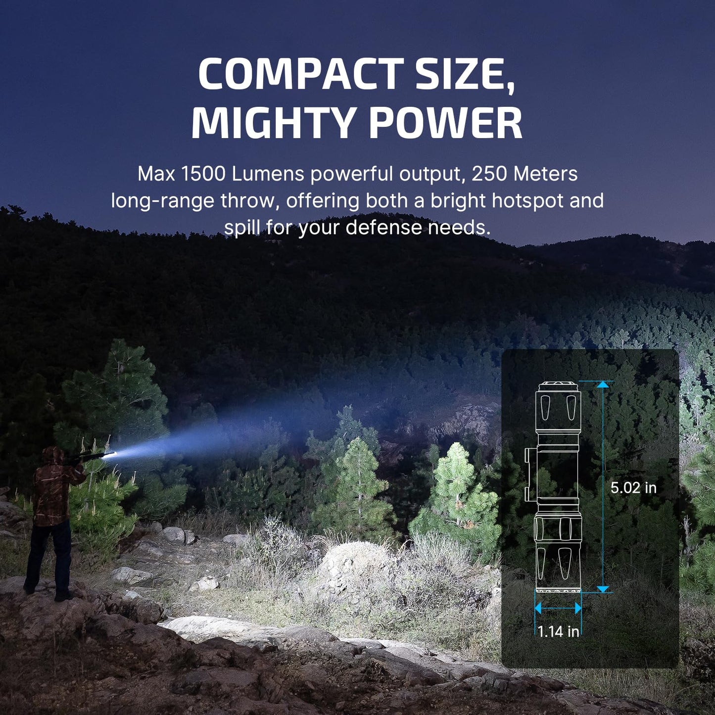 OLIGHT Odin S Compact MLOK Rechargeable Tactical Flashlight, 1500 Lumens 15600 Candela 250m Beam Distance Weaponlight, Upgraded Remote Pressure Switch, Strobe, IPX8 Waterproof for Hunting Outdoor Use