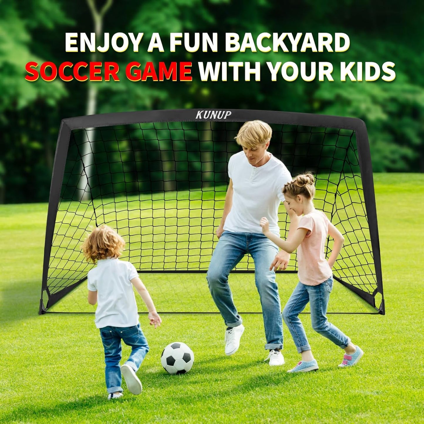 Skiennix Kids Soccer Goals - Portable Foldable Practice Nets with Training Equipment Set | Includes Ball, Dice, Mat, Cones & Carry Bag