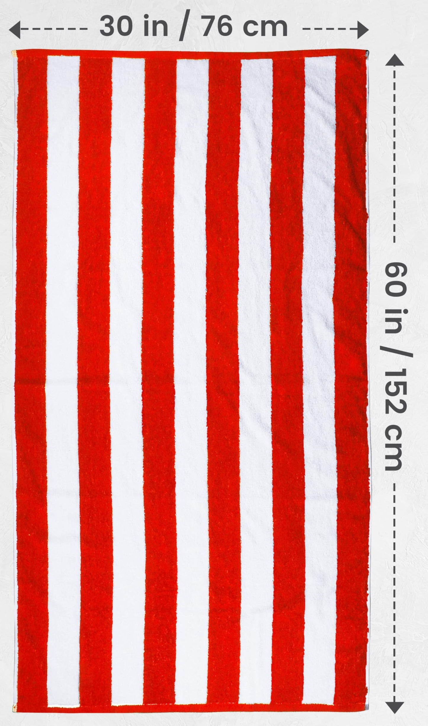 Utopia Towels Pack of 4 Cabana Beach Towels, Oversized 30 x 60 Inches Cotton Beach Towel Set, Smooth Ring Spun Texture for Pool and Swim Days, Modern Striped Design Bath Towels, Red