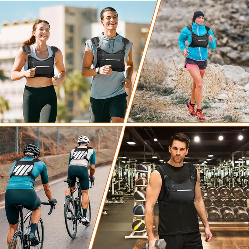 IMAGOA Water Resistant Chest Pack - Running Vest with Reflective Strip,Built-In Phone Holder & Extra Storage,Lightweight Running Pack for Running Hiking Cycling