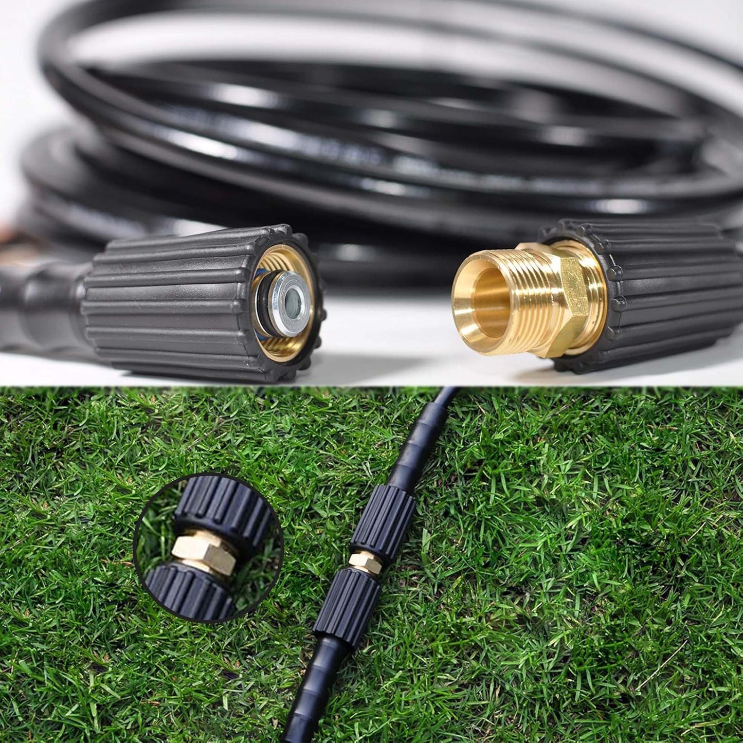 Yakamoz 4Pcs Pressure Washer Hose Adapter, M22-14mm Male Coupler 5000PSI Power Washer Hose Connector Extension Fittings, Heavy Duty Brass, Leak-Free Design