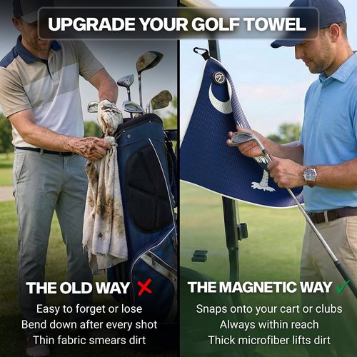 Fore Supply Golf Towel with Magnet - Premium Absorbent Microfiber Towel with Clip - 24"x16" - for Cart, Club or Bag - Golf Rag, Accessories & Golfing Gear - Waffle Weave Pattern (South Carolina)