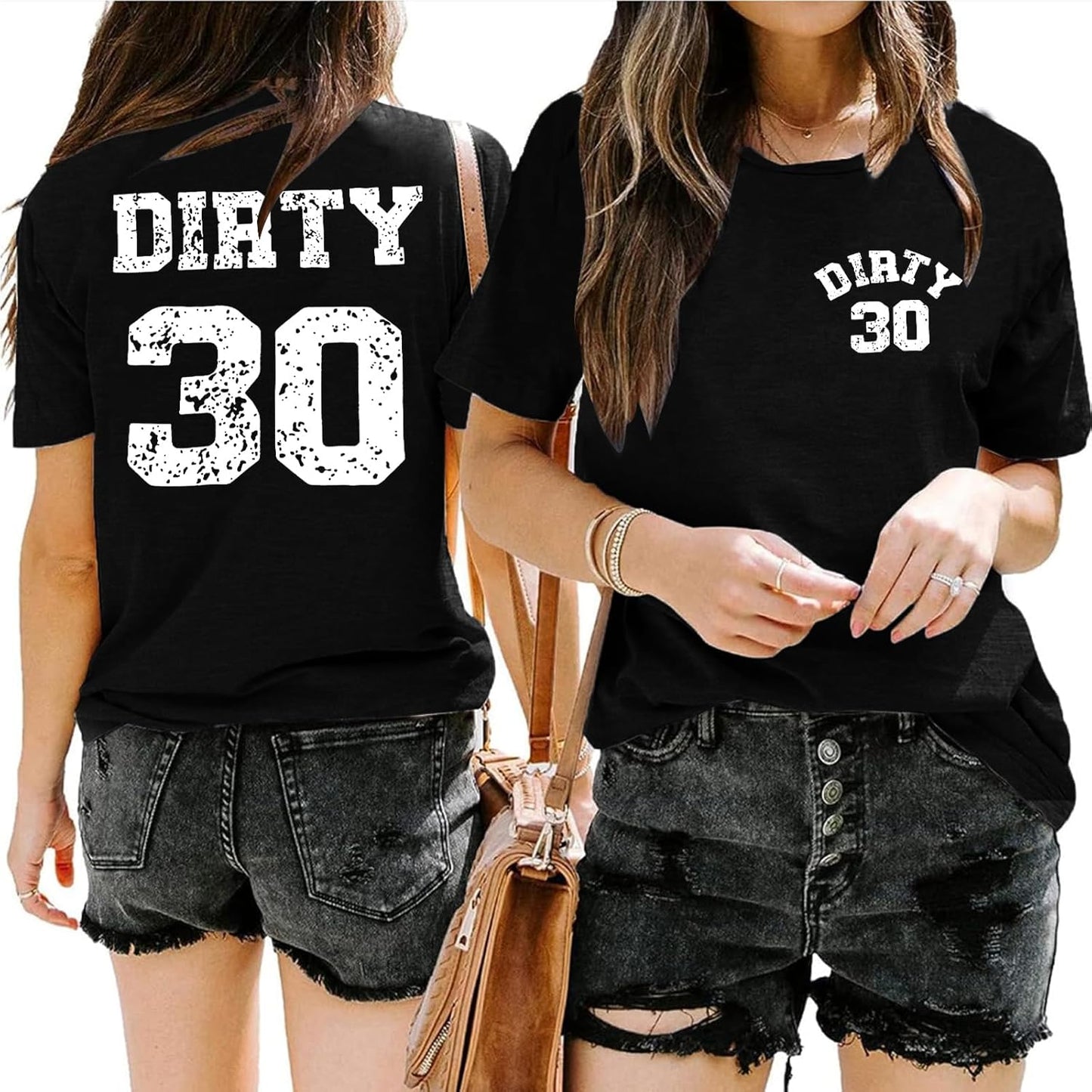 Skiennix Funny 30th Birthday T-Shirt for Women - Dirty 30 Letter Print Tee | Perfect Party Top