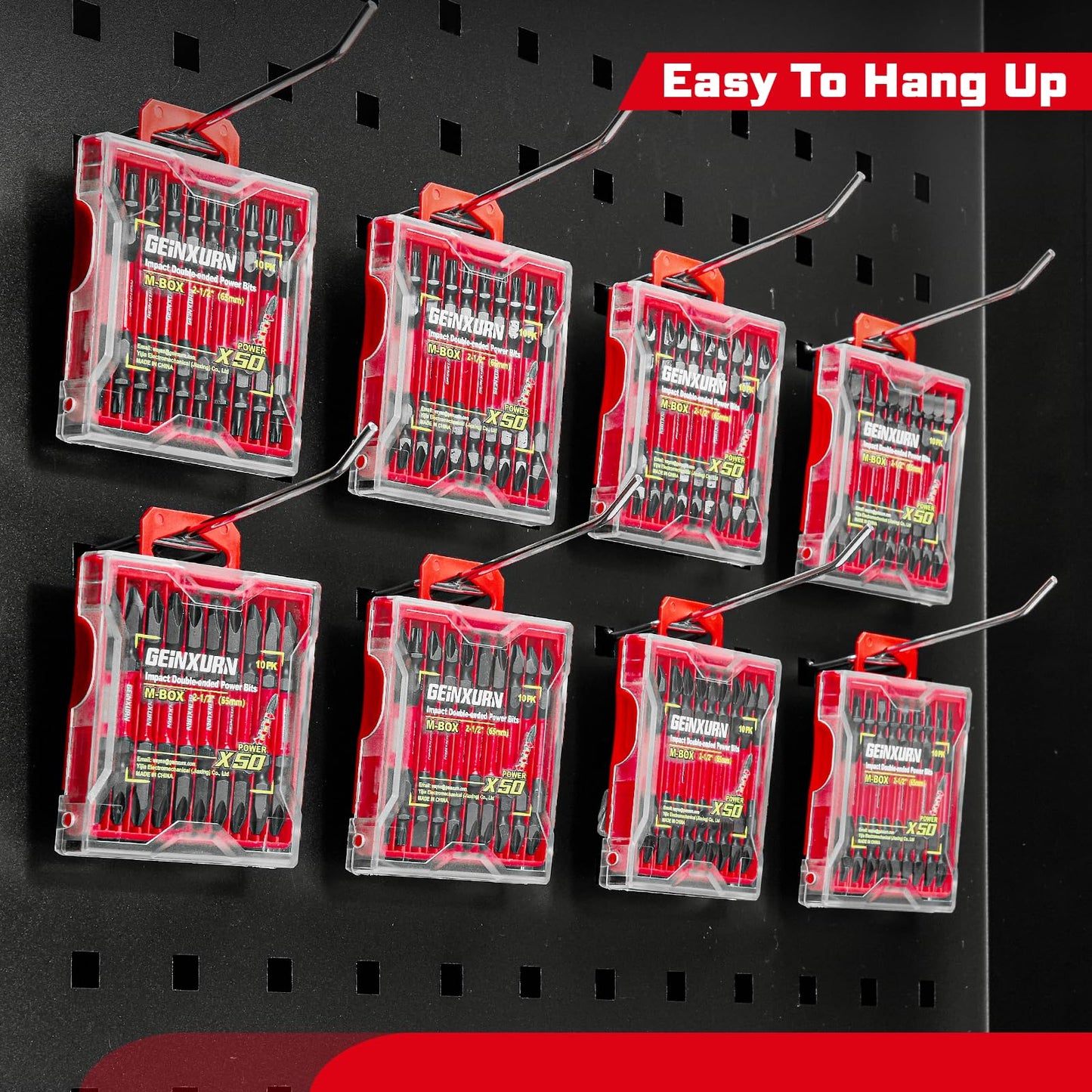 Geinxurn 10Pcs PH2-SQ2 Impact Double End Screwdriver Bit Set, 2.56 in. #2 Phillips /#2 Square Power Driver Bits, Magnetic S2 Steel Two Sides Screwdriver Bits Set with Storage M-Box