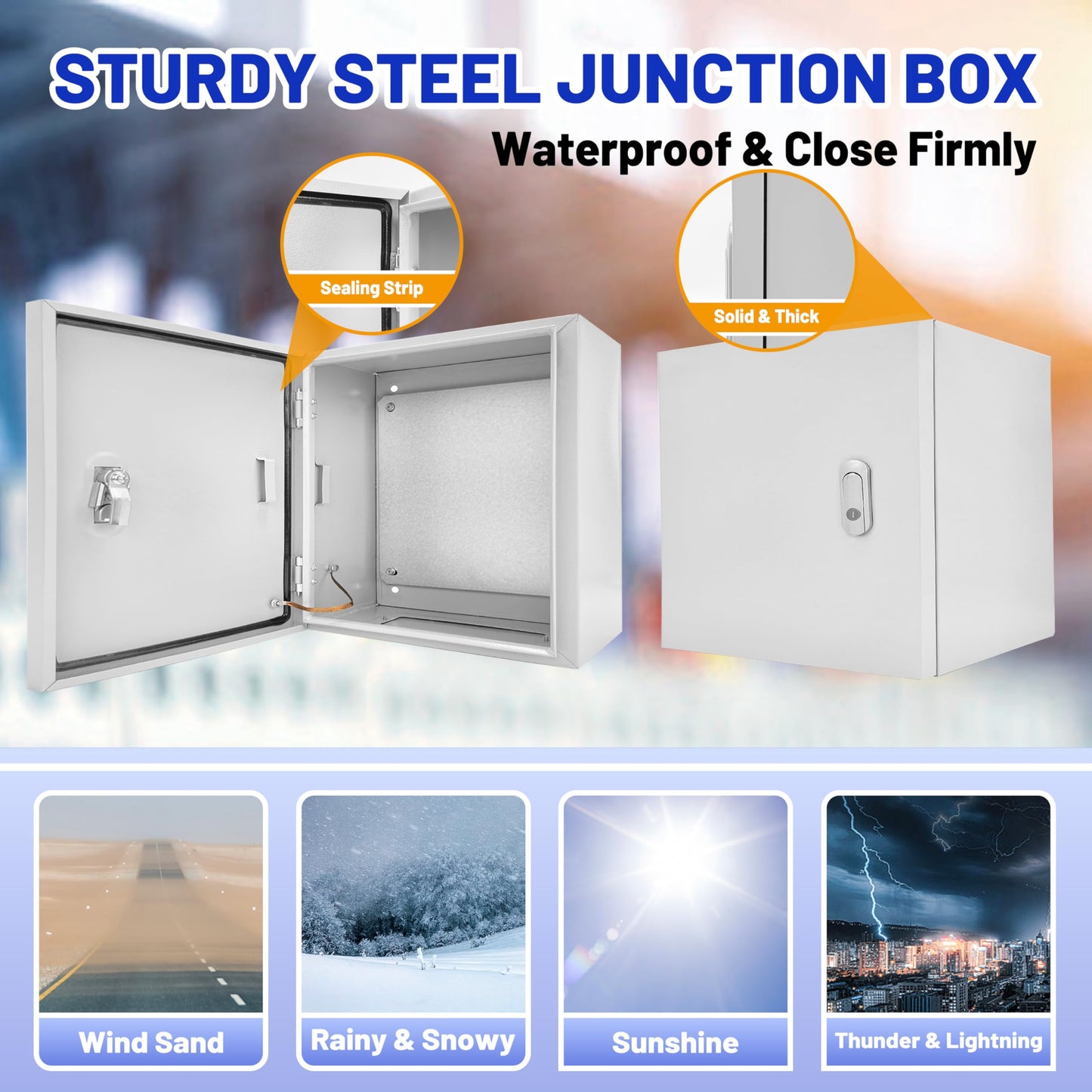 CXCESNS Outdoor Electrical Box 16 x 16 x 8”D NEMA 4X Enclosure Steel Box, Waterproof & Dustproof Outdoor/Indoor Lockable Electrical Junction Box, with Mounting Plate