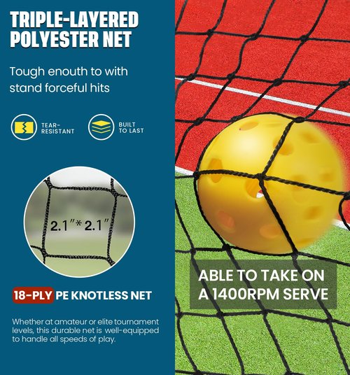 BAGAIL Portable Pickleball Net Set, 22 FT Regulation Size Pickle Ball Net with Ball Collector, Carry Bag, Easy Setup for Outdoor Indoor Driveway - Yellow