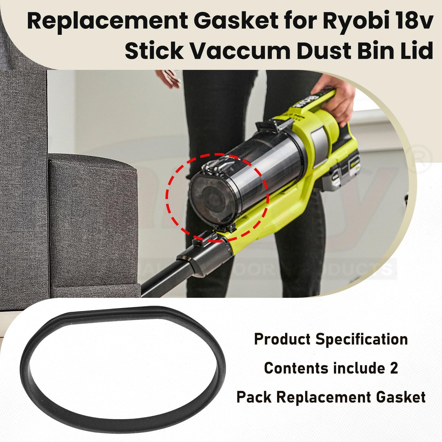 2 Sets of Upgraded Replacement Wheel and Gasket for Ryobi 18v Cordless Stick Vac PCL720B, PCL720K, PBLSV716B, PBLSV716K, PBLSV717B, PBLSV717K Cordless Vacuum Cleaner - Silicone Replacement Wheels