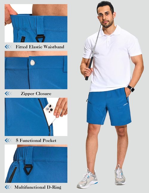 KPSUN Men's 7" Tactical Cargo Shorts - Lightweight, Quick-Dry Design with Zipper Pockets for Outdoor Activities