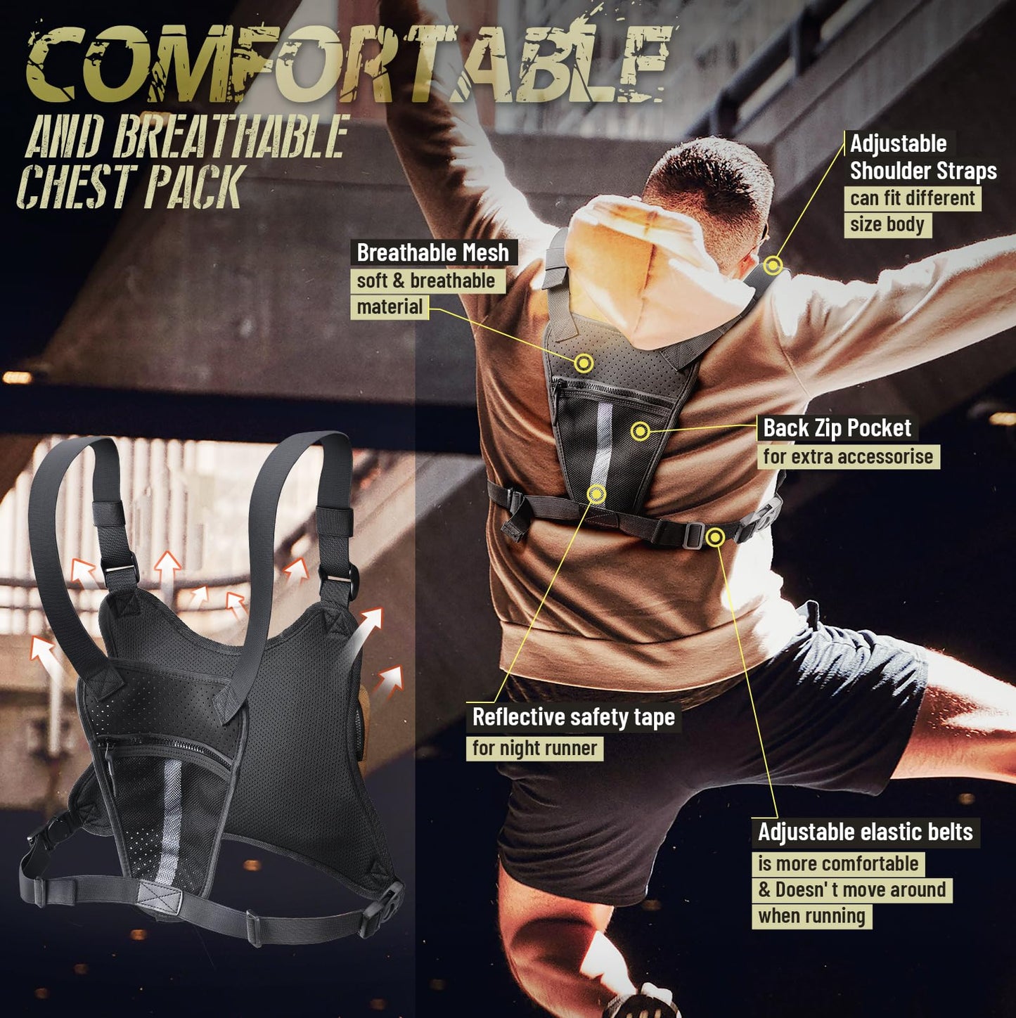 RXW Chest Bag for Men Women, Tactical Chest Rig Holster, EDC Chest Pack