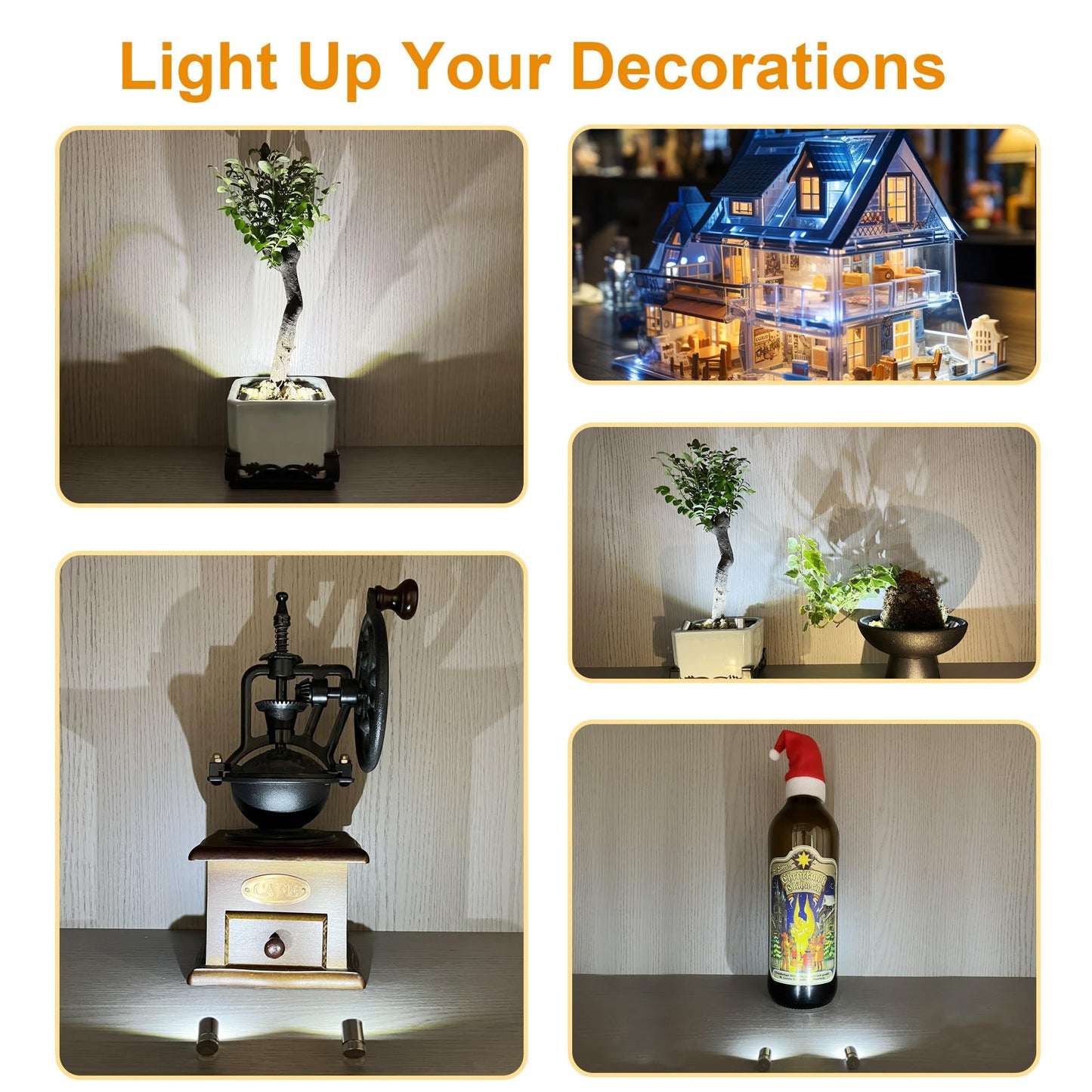 Novantl 12 Pack Mini LED Lights, Cold White Small LED Light, Mini Spotlights for Displays, Wireless Small Spotlight Battery Powered, Dollhouse Light, Miniature Lights for Crafts, Party, Wedding