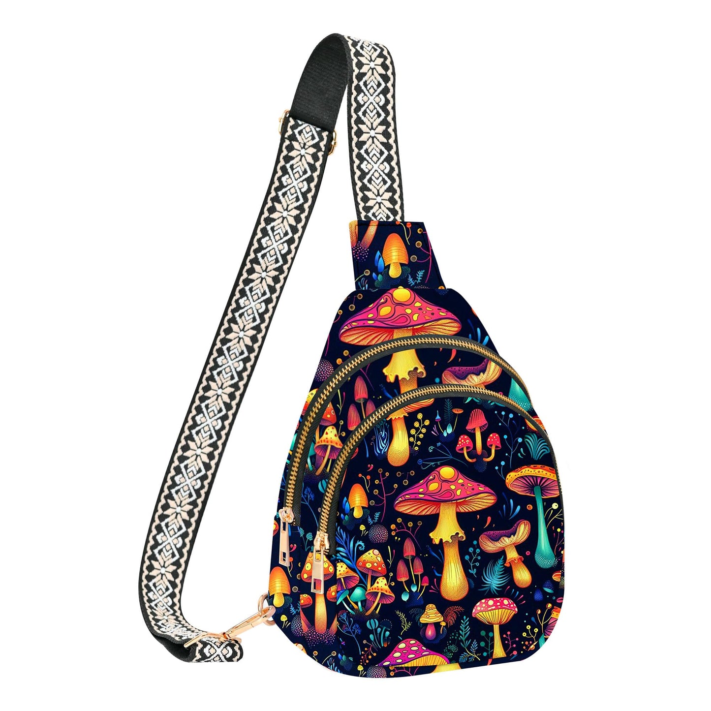opshksog Mushroom Small Sling Bag for Women Leather Crossbody Bags Sling Backpack for Outdoor Travel