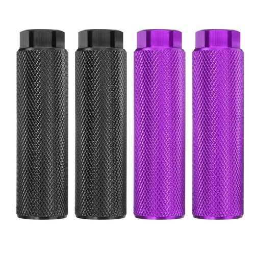 HARFINGTON 2 Pairs Bike Pegs Aluminum Alloy Rear Stunt Pegs Anti-Skid Back Seat Stands Fit 3/8" Axles for Mountain Bike, Black & Purple