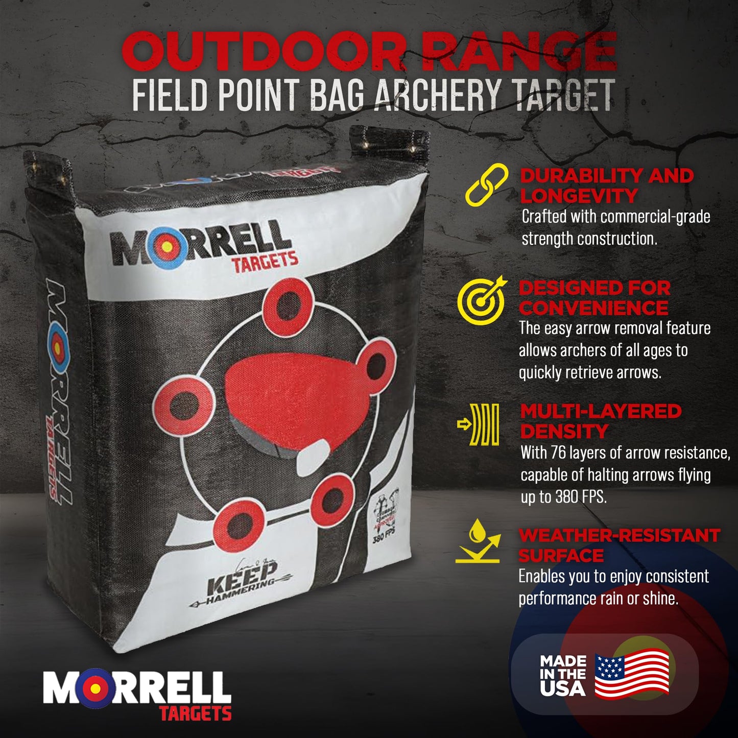 Morrell Outdoor Keep Hammering 54 Pound Adult Field Point Archery Bag Target and HME Products Bowhunting 30 Inch Practice Shooting Bag Target Stand