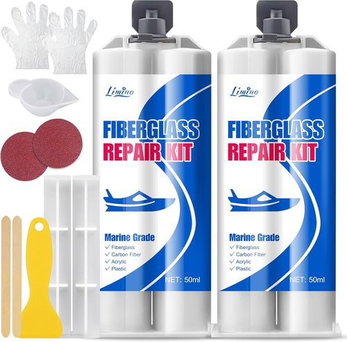 Limino Marine Fiberglass Repair Kit - 100ml Resin Filler for Bathtub, Boat & Kayak Repairs | UV-Resistant Gel Coat