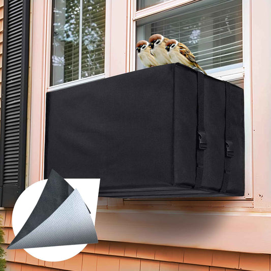 Cestluck Window Air Conditioner Covers for Outside: XL Size-27.6"(W) x 22.6"(D) x 18.6"(H) Black Outdoor Window Cover for Winter - Dustproof Windproof, Snowproof, Waterproof