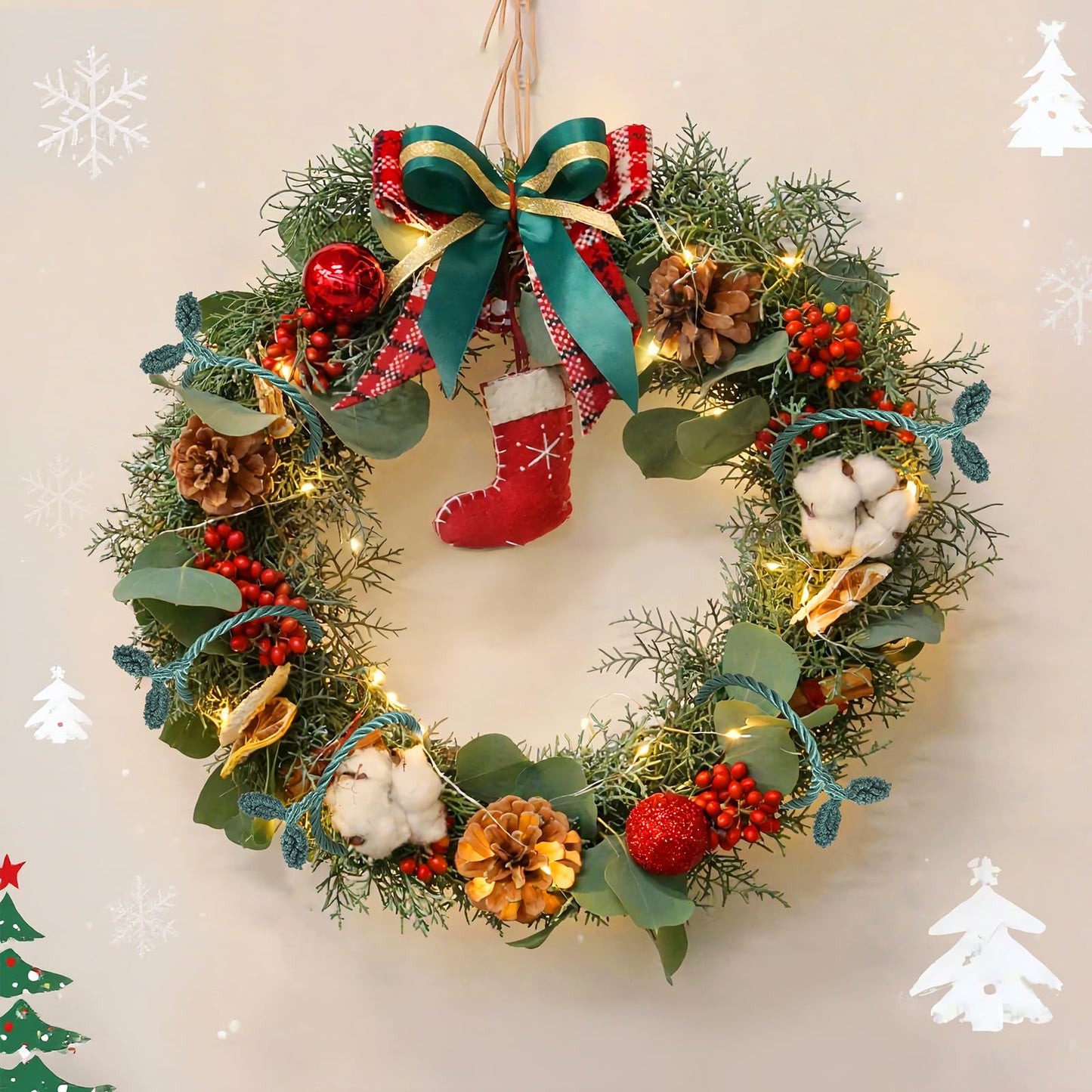 Christmas Garland Ties, 16Pcs 20in Garland Twist Ties for Banister, Reusable and Flexible Decorative Twist Tie for Home Decorations and Holiday Craft Gift Wrapping - Green